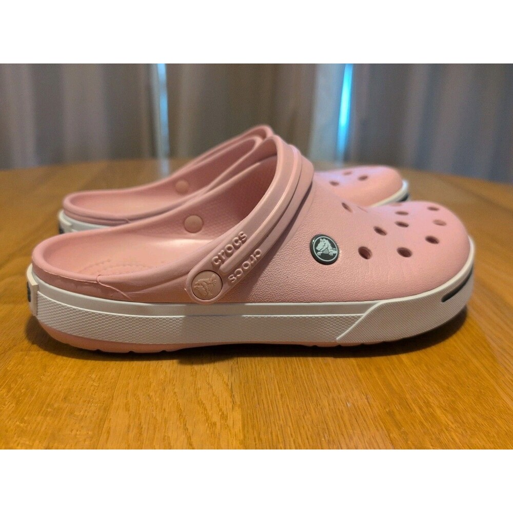 Crocs Crocband II Clogs Pink And White Women 9 Men 7 Comfy! Great Condition! - Picture 3 of 7